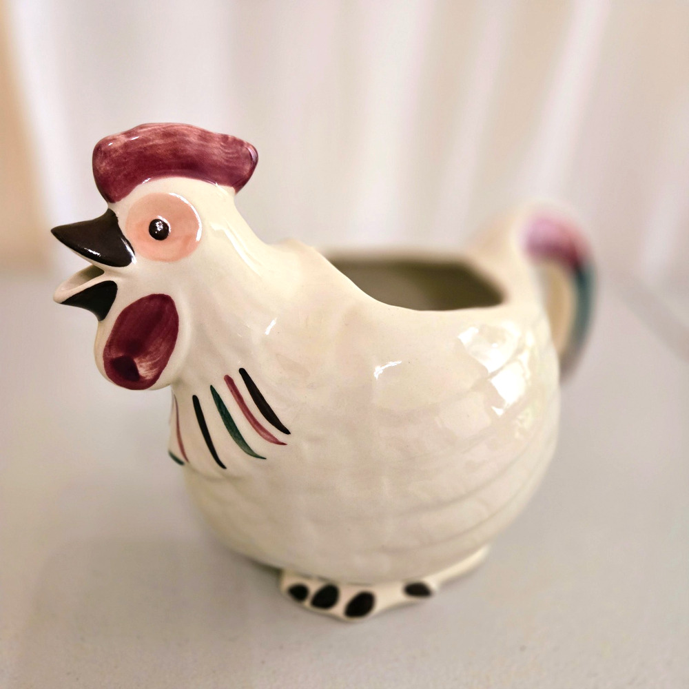 Vintage Shawnee Pottery Rooster Pitcher 1940s Patented Chanticleer USA - Picture 2 of 10